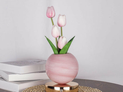 Pink Tulip Night Light with Realistic Bouquet Dreamy Planet LED Mood Lamp for Bedroom Decor.