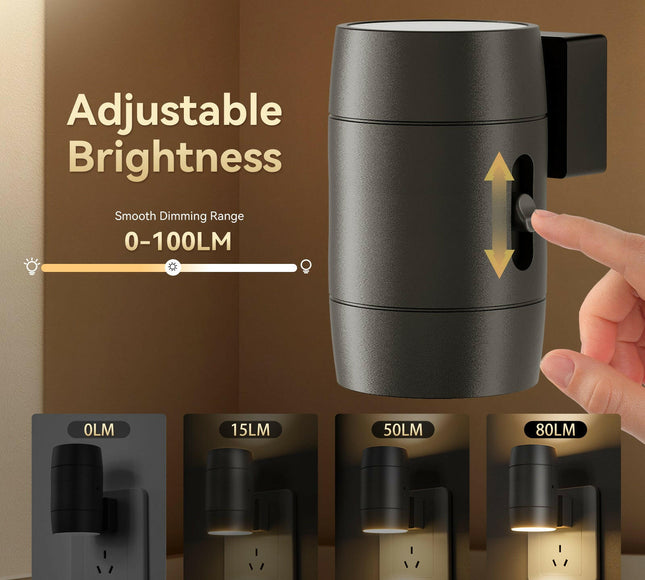 Adjustable Brightness Plug-In Night Light Rotatable Motion Sensor for Hallway Bedroom.