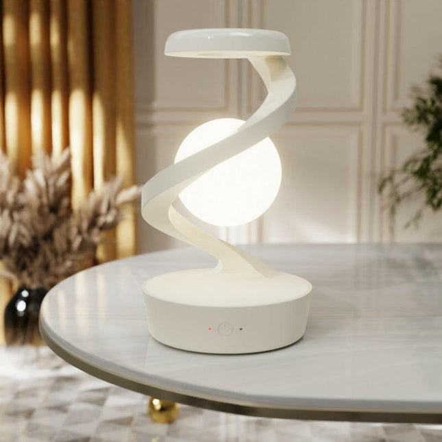 White Modern Levitating LED Desk Lamp Spiral Design Atmosphere Light.