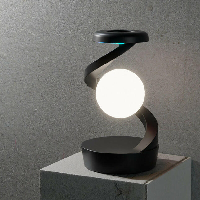 Black Modern Levitating LED Desk Lamp Spiral Design Atmosphere Light.