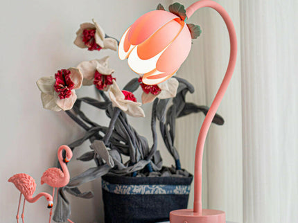 Pink LED Tulip Desk Lamp Flexible Gooseneck Decorative Flower Table Light.
