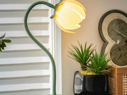 Green LED Tulip Desk Lamp Flexible Gooseneck Decorative Flower Light.