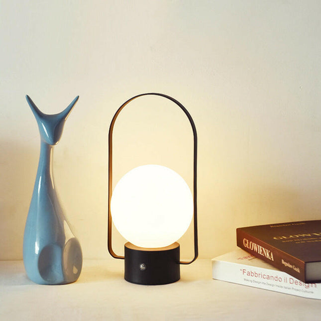 Black Portable Rechargeable LED Lantern Lamp Touch Control 3-Color Dimmable Desk Light.