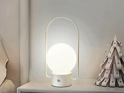 White Portable Rechargeable LED Lantern Lamp Touch Control 3-Color Dimmable Desk Light.