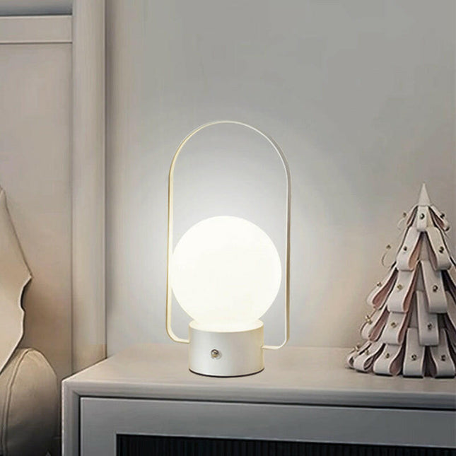White Portable Rechargeable LED Lantern Lamp Touch Control 3-Color Dimmable Desk Light.