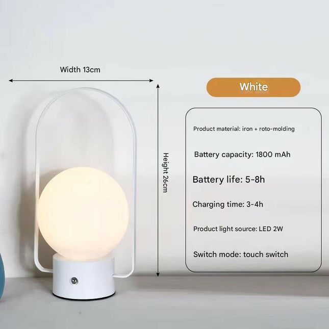 White Portable Rechargeable LED Lantern Lamp Touch Control 3-Color Dimmable Desk Light.