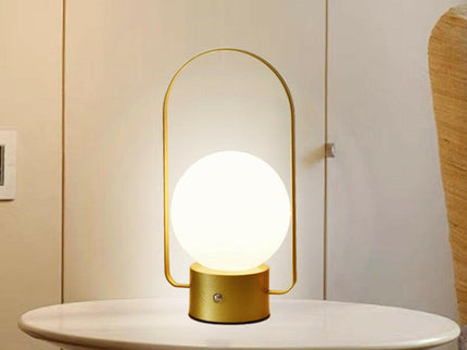 Gold Portable Rechargeable LED Lantern Lamp Touch Control 3-Color Dimmable Desk Light.