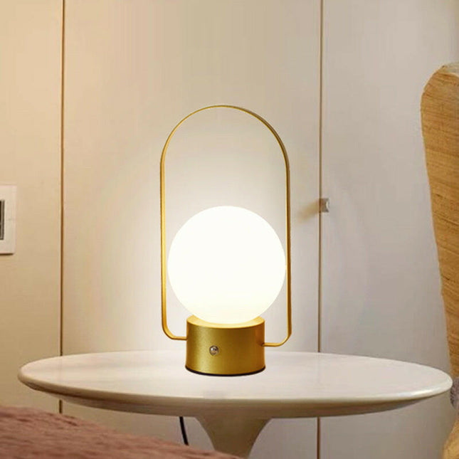 Gold Portable Rechargeable LED Lantern Lamp Touch Control 3-Color Dimmable Desk Light.
