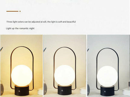 Gold Portable Rechargeable LED Lantern Lamp Touch Control 3-Color Dimmable Desk Light.
