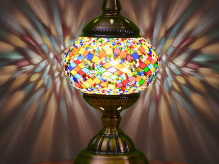 Colorful Exotic Mosaic Table Lamp Handmade Turkish Moroccan Style 3-Color LED.