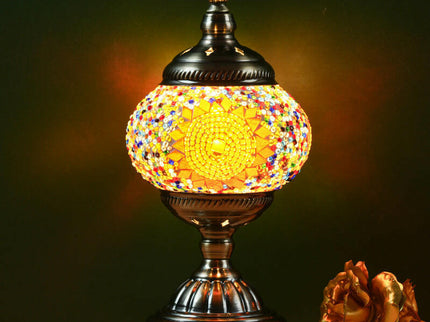 Sunflower Exotic Mosaic Table Lamp Handmade Turkish Moroccan Style 3-Color LED.