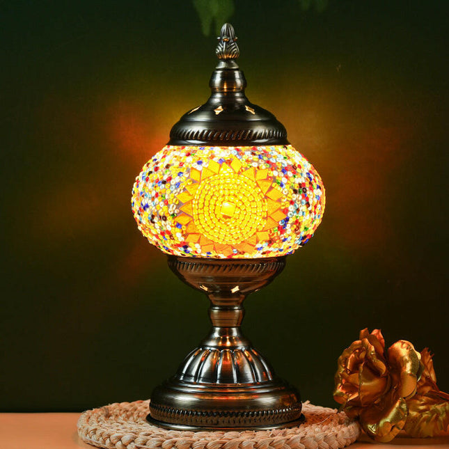 Sunflower Exotic Mosaic Table Lamp Handmade Turkish Moroccan Style 3-Color LED.