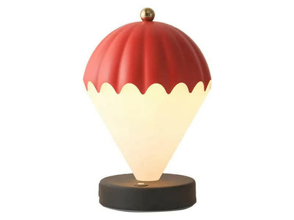 Red Rechargeable Hot Air Balloon LED Touch Lamp 3-Color Nordic Style Desk Light.