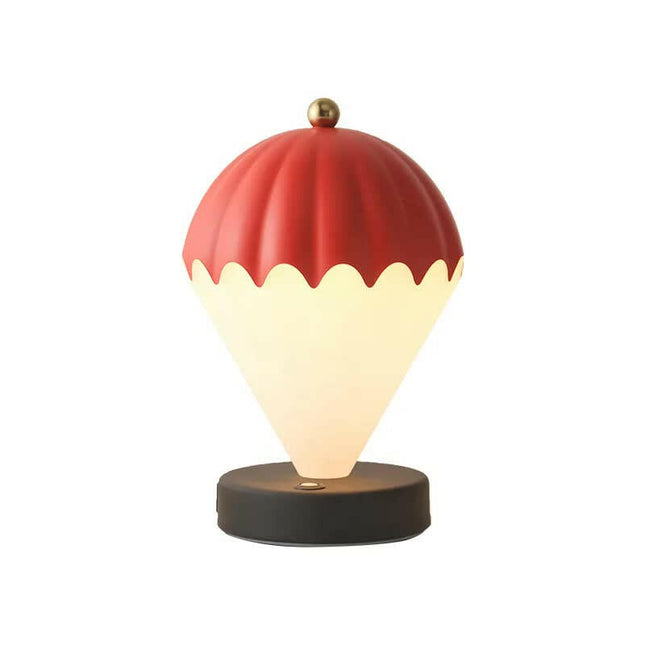 Red Rechargeable Hot Air Balloon LED Touch Lamp 3-Color Nordic Style Desk Light.