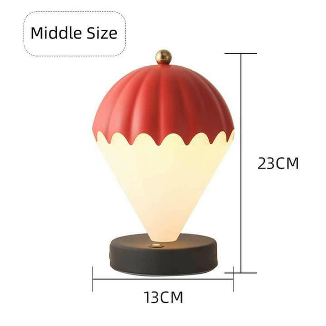 Red Rechargeable Hot Air Balloon LED Touch Lamp 3-Color Nordic Style Desk Light.