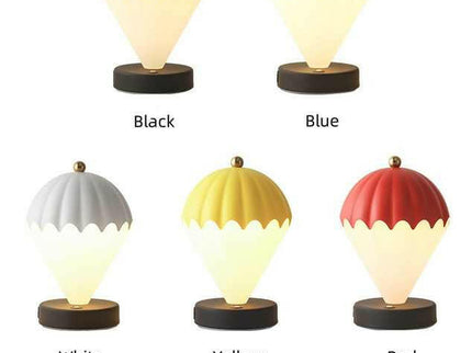 Red Rechargeable Hot Air Balloon LED Touch Lamp 3-Color Nordic Style Desk Light.