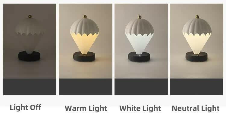 Red Rechargeable Hot Air Balloon LED Touch Lamp 3-Color Nordic Style Desk Light.