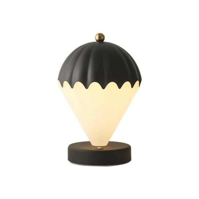 Black Rechargeable Hot Air Balloon LED Touch Lamp 3-Color Nordic Style Desk Light.