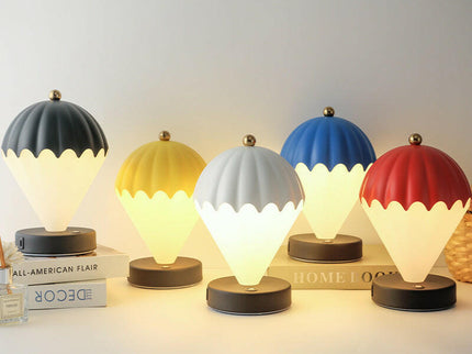 Black Rechargeable Hot Air Balloon LED Touch Lamp 3-Color Nordic Style Desk Light.