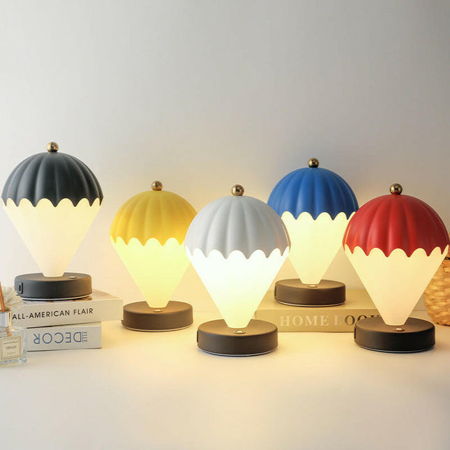 Black Rechargeable Hot Air Balloon LED Touch Lamp 3-Color Nordic Style Desk Light.