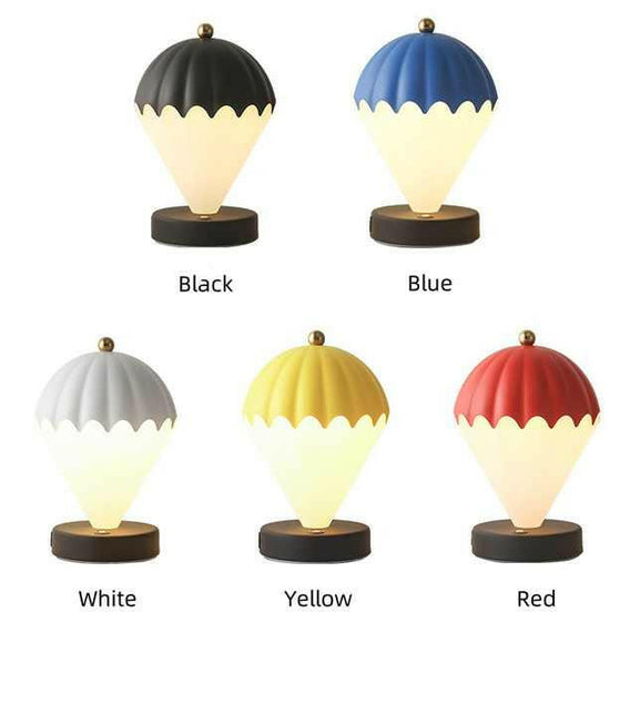 Black Rechargeable Hot Air Balloon LED Touch Lamp 3-Color Nordic Style Desk Light.