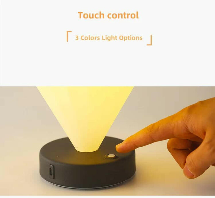 Black Rechargeable Hot Air Balloon LED Touch Lamp 3-Color Nordic Style Desk Light.