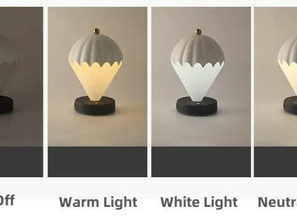 Black Rechargeable Hot Air Balloon LED Touch Lamp 3-Color Nordic Style Desk Light.