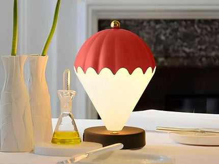 Black Rechargeable Hot Air Balloon LED Touch Lamp 3-Color Nordic Style Desk Light.