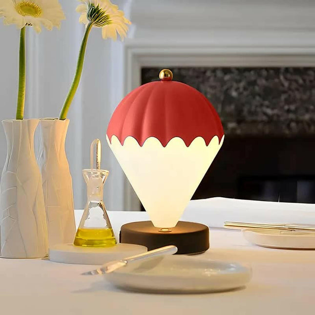 Black Rechargeable Hot Air Balloon LED Touch Lamp 3-Color Nordic Style Desk Light.