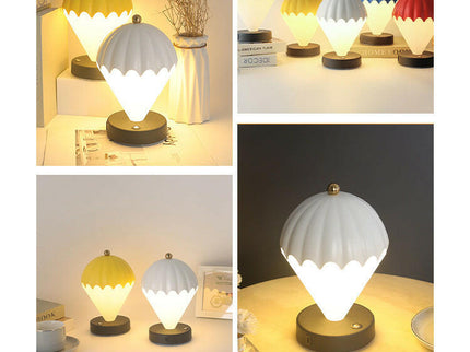 Black Rechargeable Hot Air Balloon LED Touch Lamp 3-Color Nordic Style Desk Light.