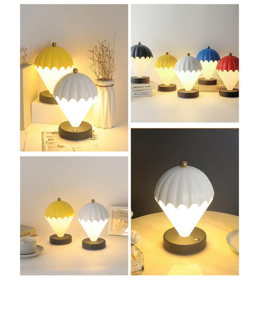 Yellow Rechargeable Hot Air Balloon LED Touch Lamp 3-Color Nordic Style Desk Light.