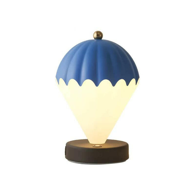 Blue Rechargeable Hot Air Balloon LED Touch Lamp 3-Color Nordic Style Desk Light.
