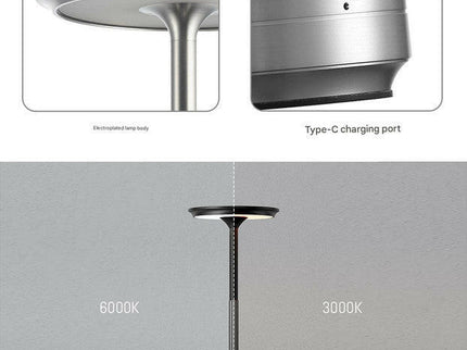Gold Elegant Aluminum Alloy Rechargeable LED Touch Lamp - 3-Color Dimmable Cordless Table Light.