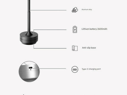 Gold Elegant Aluminum Alloy Rechargeable LED Touch Lamp - 3-Color Dimmable Cordless Table Light.