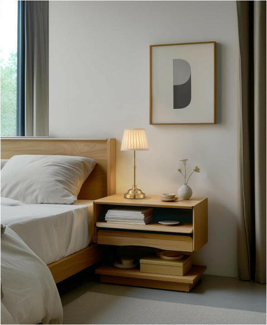 Gold and White Elegant Rechargeable Fabric Shade LED Lamp Cordless Touch Stepless Dimmable Table Light.