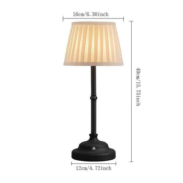 Black and White Elegant Rechargeable Fabric Shade LED Lamp Cordless Touch Dimmable Table Light.