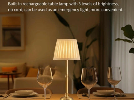 Black and White Elegant Rechargeable Fabric Shade LED Lamp Cordless Touch Dimmable Table Light.