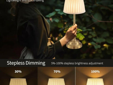 Black and White Elegant Rechargeable Fabric Shade LED Lamp Cordless Touch Dimmable Table Light.