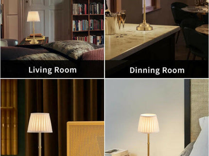 Black and White Elegant Rechargeable Fabric Shade LED Lamp Cordless Touch Dimmable Table Light.