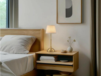 Black and White Elegant Rechargeable Fabric Shade LED Lamp Cordless Touch Dimmable Table Light.