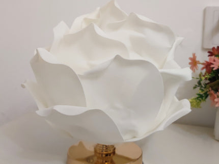 White Elegant Lotus Flower Table Lamp - Decorative Bedside Night Light for Bedroom Ambiance