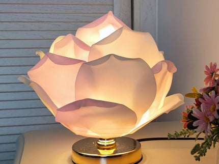 Pink Elegant Lotus Flower Table Lamp - Decorative Bedside Night Light for Bedroom Ambiance