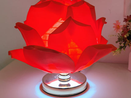 Red Elegant Lotus Flower Table Lamp - Decorative Bedside Night Light for Bedroom Ambiance