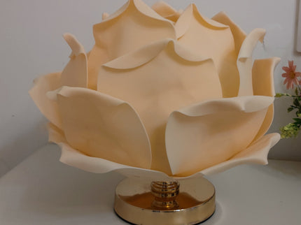 Champagne Elegant Lotus Flower Table Lamp - Decorative Bedside Night Light for Bedroom Ambiance
