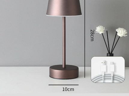 Coffee Modern Minimalist LED Table Lamp Rechargeable Touch Control Desk Light for Modern Spaces.