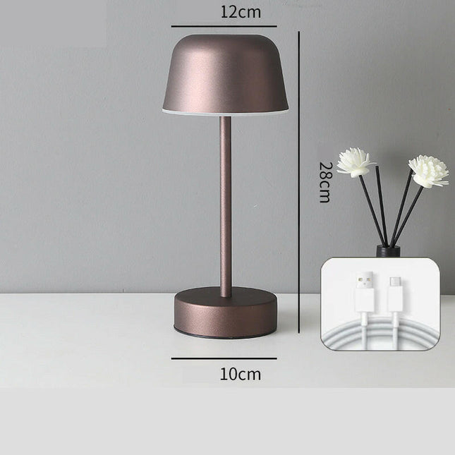 Coffee Modern Minimalist LED Table Lamp Rechargeable Touch Control Desk Light for Modern Spaces.