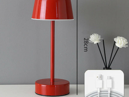 Red Modern Minimalist LED Table Lamp Rechargeable Touch Control Desk Light.