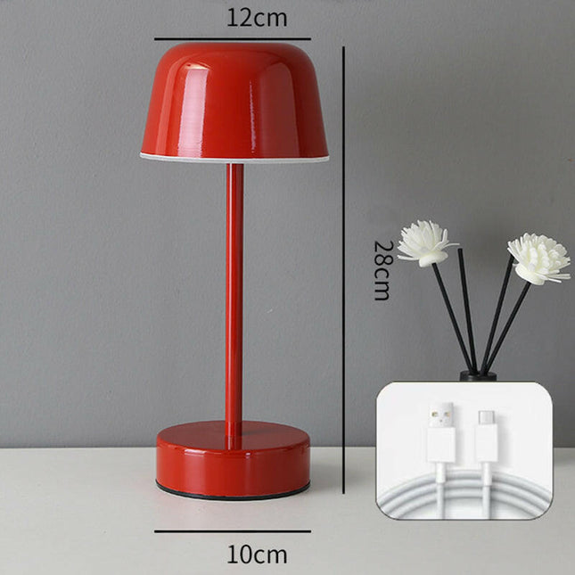 Red Modern Minimalist LED Table Lamp Rechargeable Touch Control Desk Light.