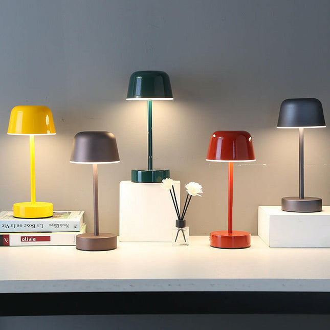Red Modern Minimalist LED Table Lamp Rechargeable Touch Control Desk Light.