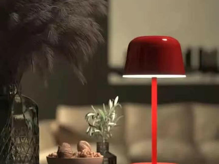 Red Modern Minimalist LED Table Lamp Rechargeable Touch Control Desk Light.